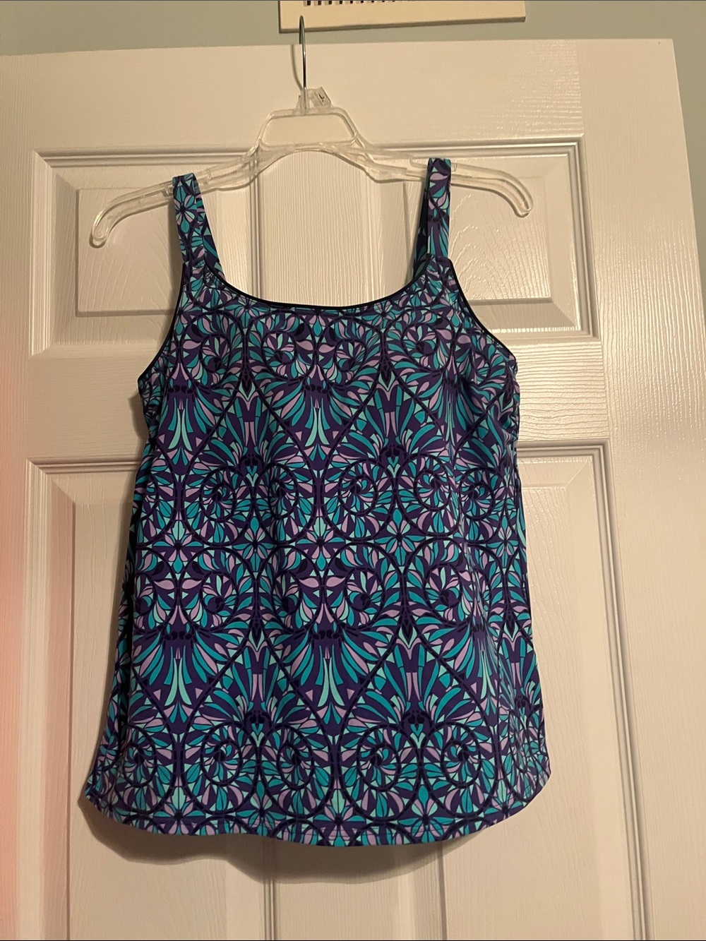 Lands' End Turquoise & Purple Patterned Swim tankini